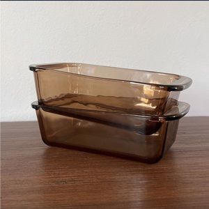2 Amber Pyrex Glass Loaf Pan